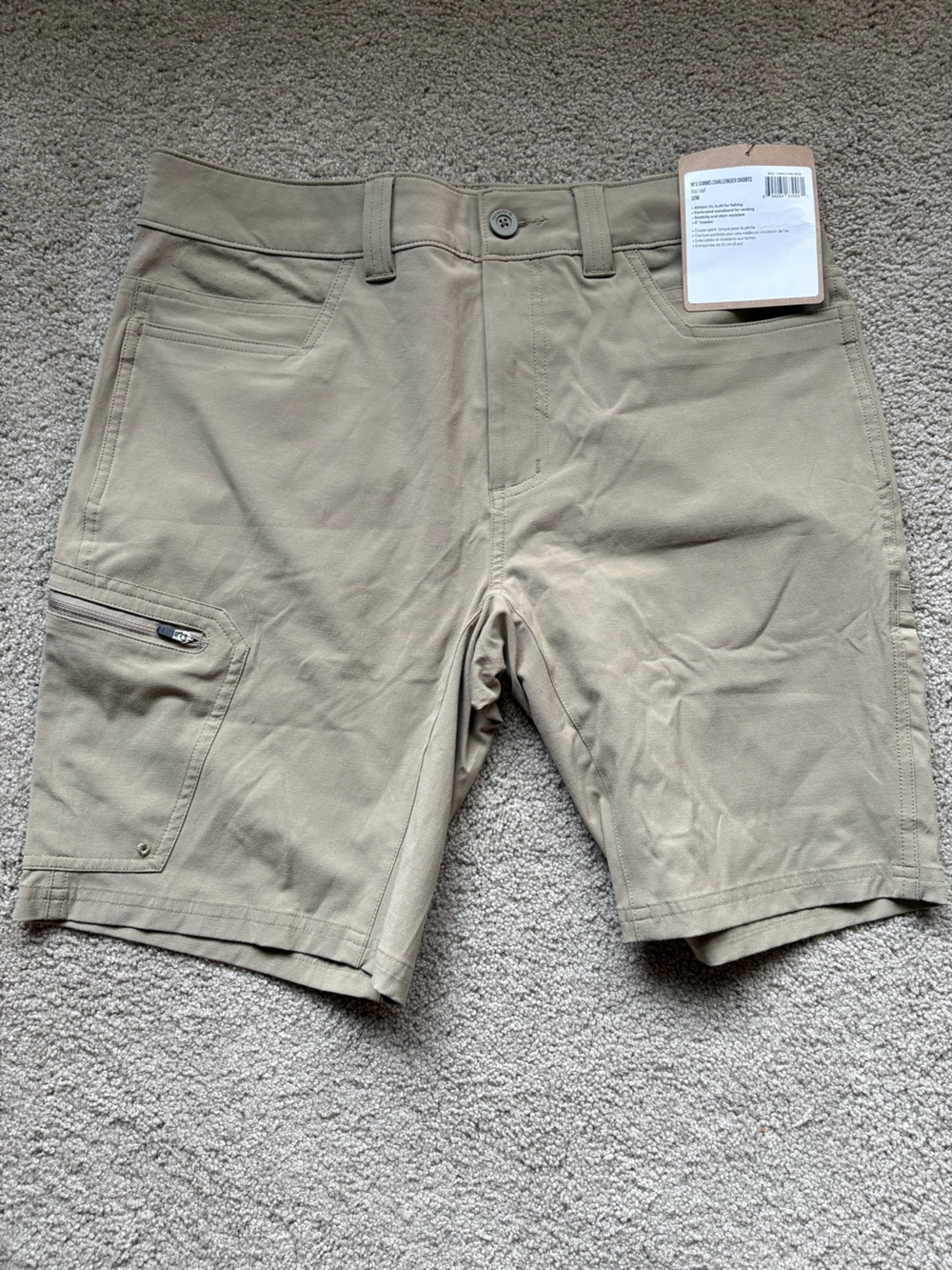 NWT Simms Men's Tan Chino Shorts with Zippered Pocket